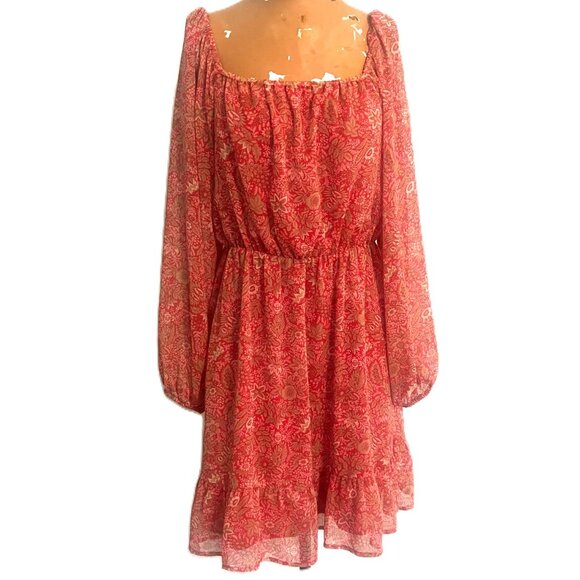 Banana Republic Pink Floral Print Dress Midi Ruffle Women's Sz S Feminine - Picture 1 of 8